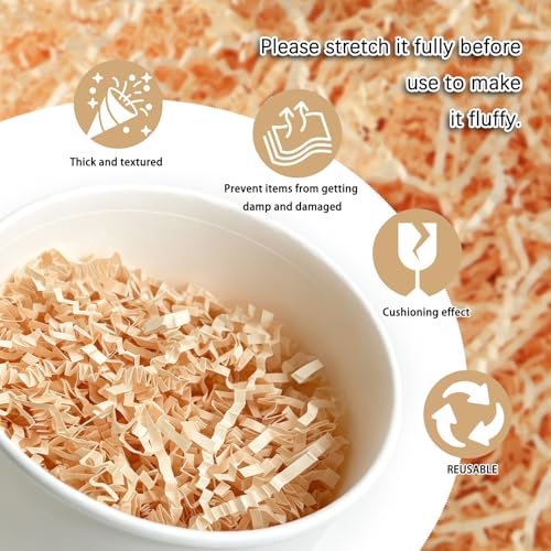 Image of 1 /2LB Champagne Crinkle Cut Paper Shred Filler Great for Gift Wrapping, Champagne Basket Fillers, Birthday, Gift Wrapping, Anniversary, Halloween Thanksgiving Christmas Party Decor Filling Supplies