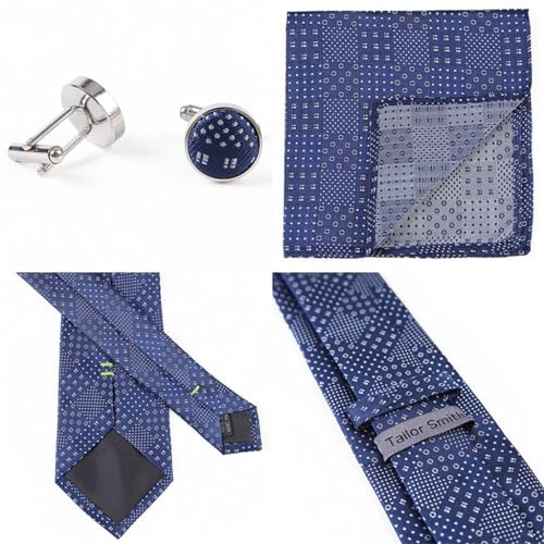 Corbata de seda para traje azul miniatura 2