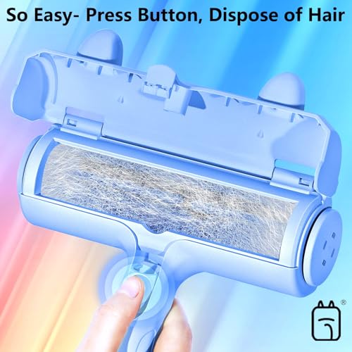 Image of ACE2ACE Pet Hair Remover, Reusable Lint Roller for Cat and Dog Hair, Blue | Self Clean Cat Hair Remover with Dust Bin, Dog Hair Remover for Couch, Furniture, Carpet, Sofa and Bedding