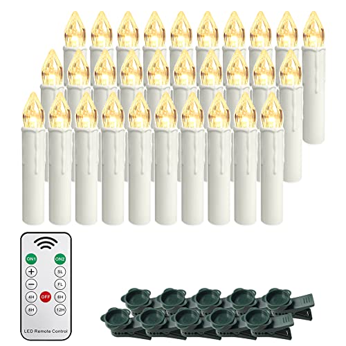 Froadp 30 Stück Mini Weihnachtsbaumkerzen Kabellose mit Timer,...