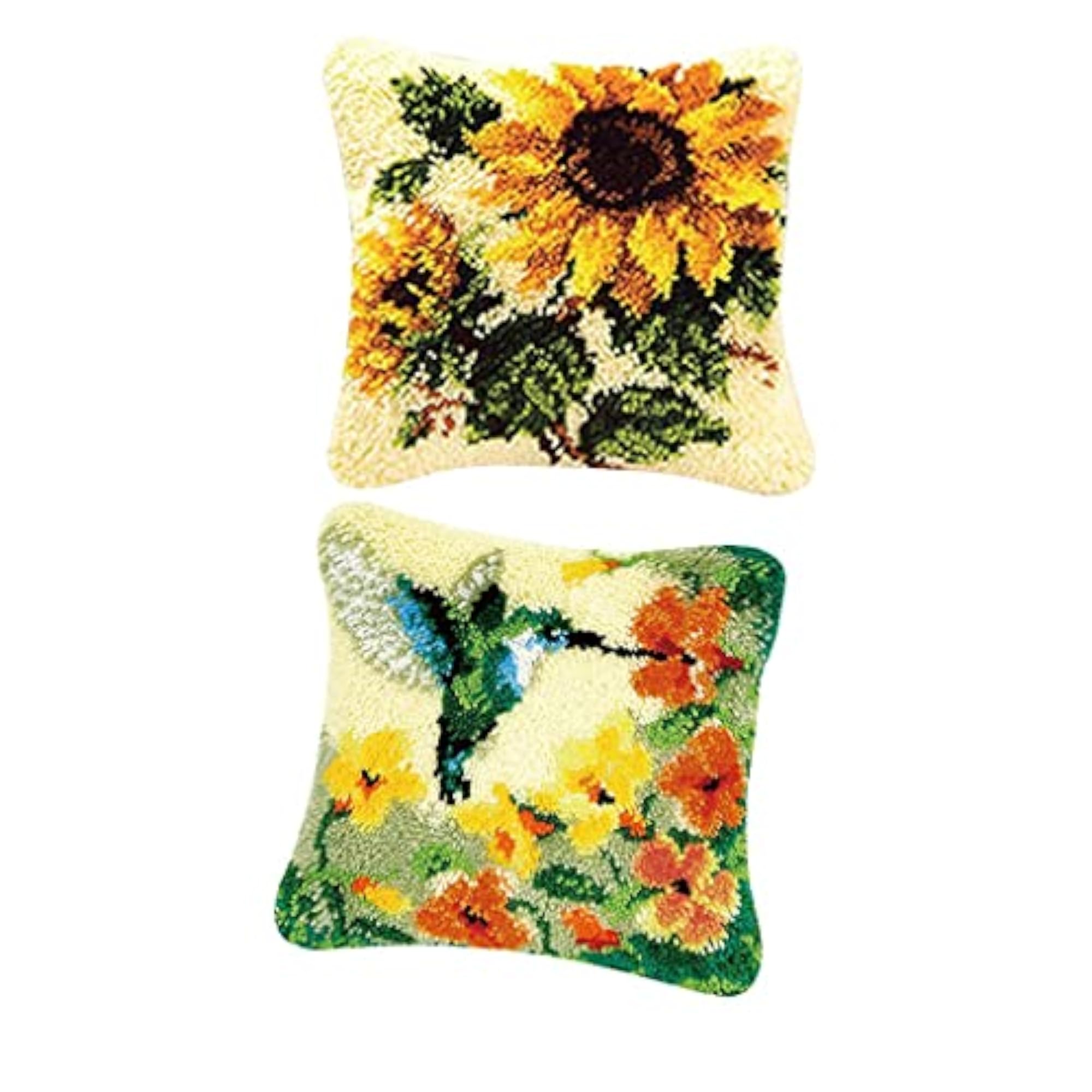 2 Set Flower Pillow Case Latch Hook Kits, DIY Material Package