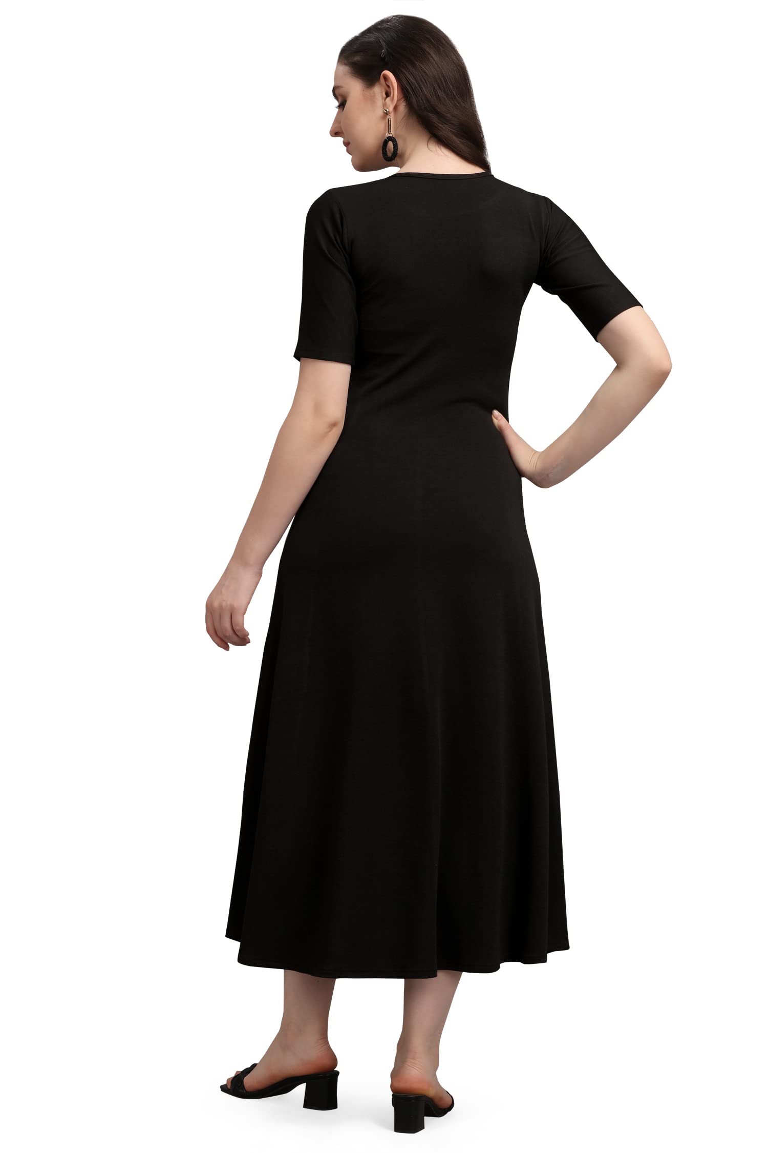 Purvaja Women's Corduroy Empire Waist Maxi Casual Dress (Lucy-362-Pe-Bl-M_Peach