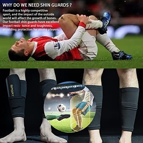 Soccer Football Socks Knee Shin Pads Set 1 Pair, World Cup Games Sports Calf Protector Shin Pads Long Soccer Socks Anti-Slip Breathable And Impact Resistant For 5-14 Old Kids/Teenagers (Size M) #TOP3