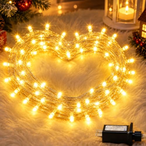 Warm White LED Fairy Lights, Connectable Clear...