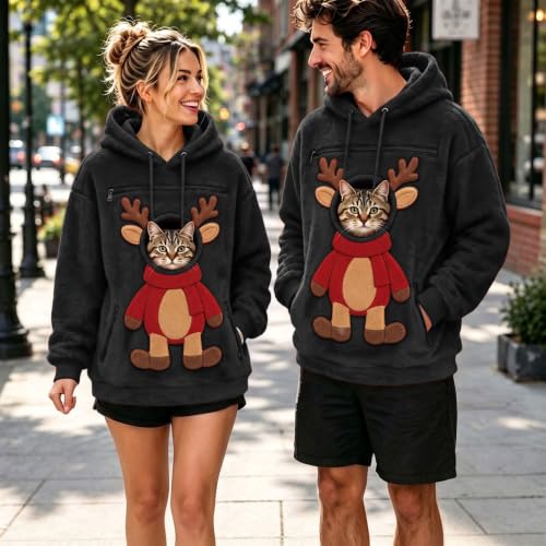 Pet Pouch Hoodie for Women Fleece Cat Dog Carrier Hoodies Christmas - image 3