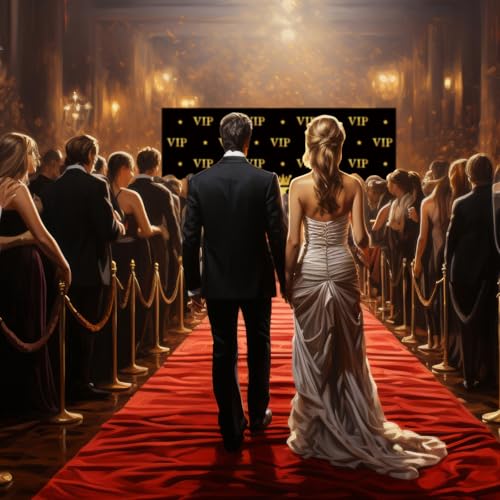 VitalCozy VIP Photography Backdrop Red Carpet Event Movie Award Backdrop Crown Black Photo Studio Backgrounds Polyester Fabric Celebrity Activity Ceremony Banner Props Decorations - Image 6