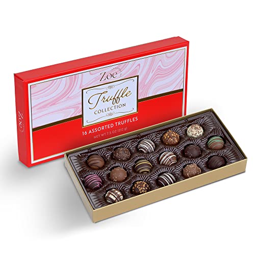 CRAVINGS BY ZOE Valentine's Day Chocolate Truffles | Valentines Day Chocolate Gift Box | Milk Chocolate, Dark Chocolate and White Chocolate with 16 Assorted Toppings - Great for Gift Basket - 7.5 oz., 16 Count