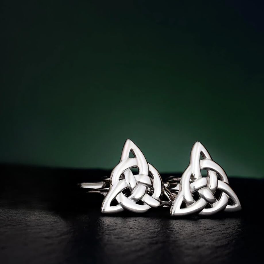Mancuernillas Trinity Knot bañado en rodio miniatura 3