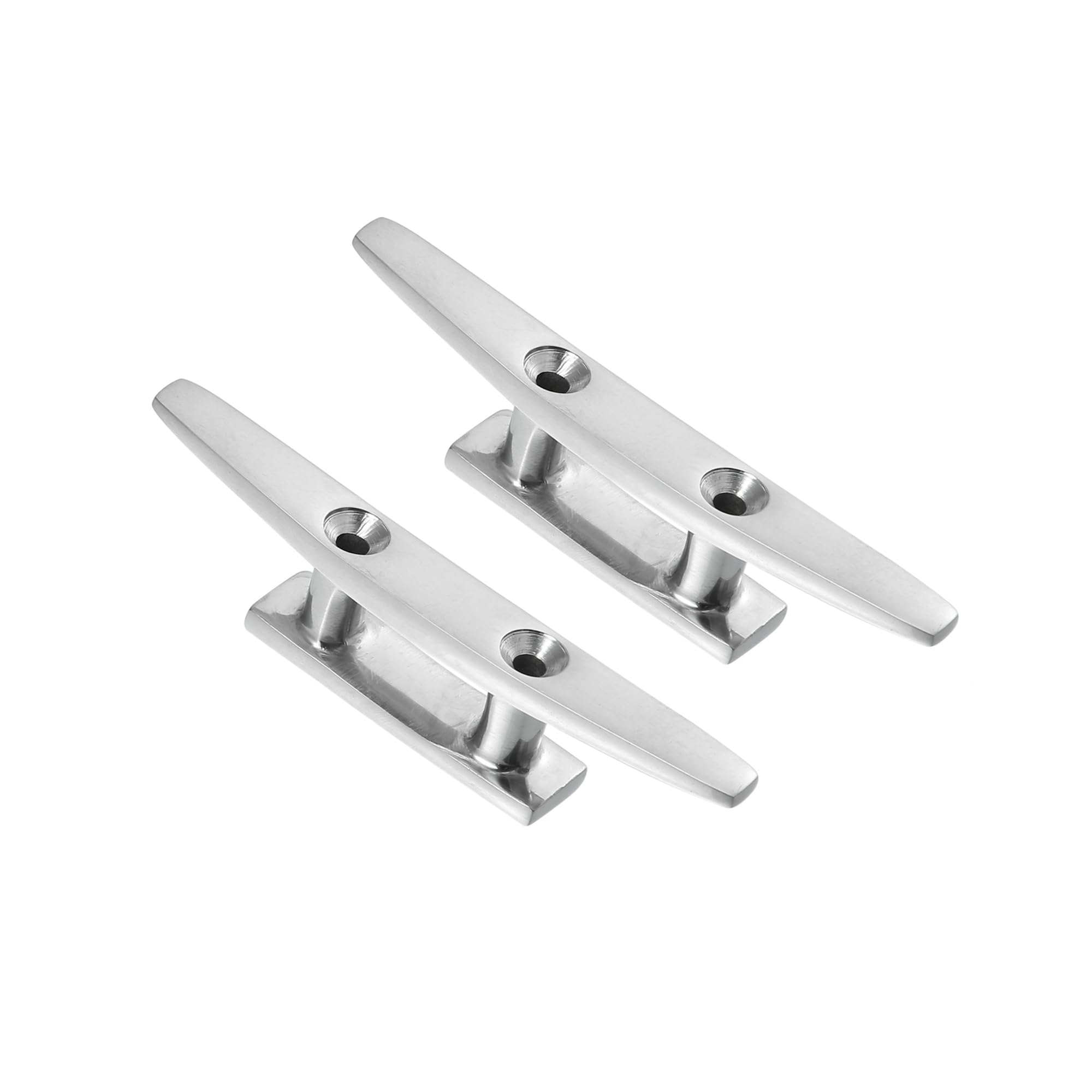Hihaha 2pcs 4" Stainless Steel Flagpole Cleat Hook Boat Deck Rope Cleats Durable Material