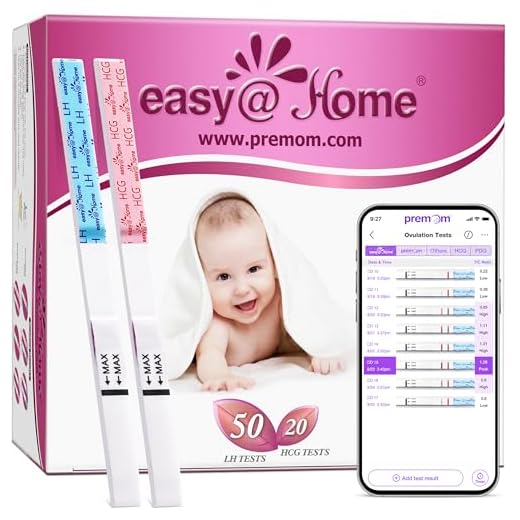 Easy@Home 50 x ägglossningstestremsor och 20 x graviditetstestremsor – fertilitetstestsats, drivs av Premom Ovulation Predictor iOS och Android App (50 LH + 20 HCG)