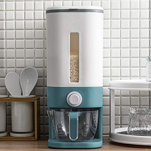 WWahuayuan 12KG Automatic Rice Storage Tank Airtight Food Storage Container Rice Bucket Rice Storage Box Food Grain Storage Container Household Rice Bucket with Lid and Measuring Cup (Blue) - Thumbnail 7