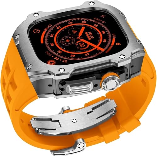 Bracelet de montre en acier inoxydable 49mm PURYN et silicone pour Apple Watch Ultra