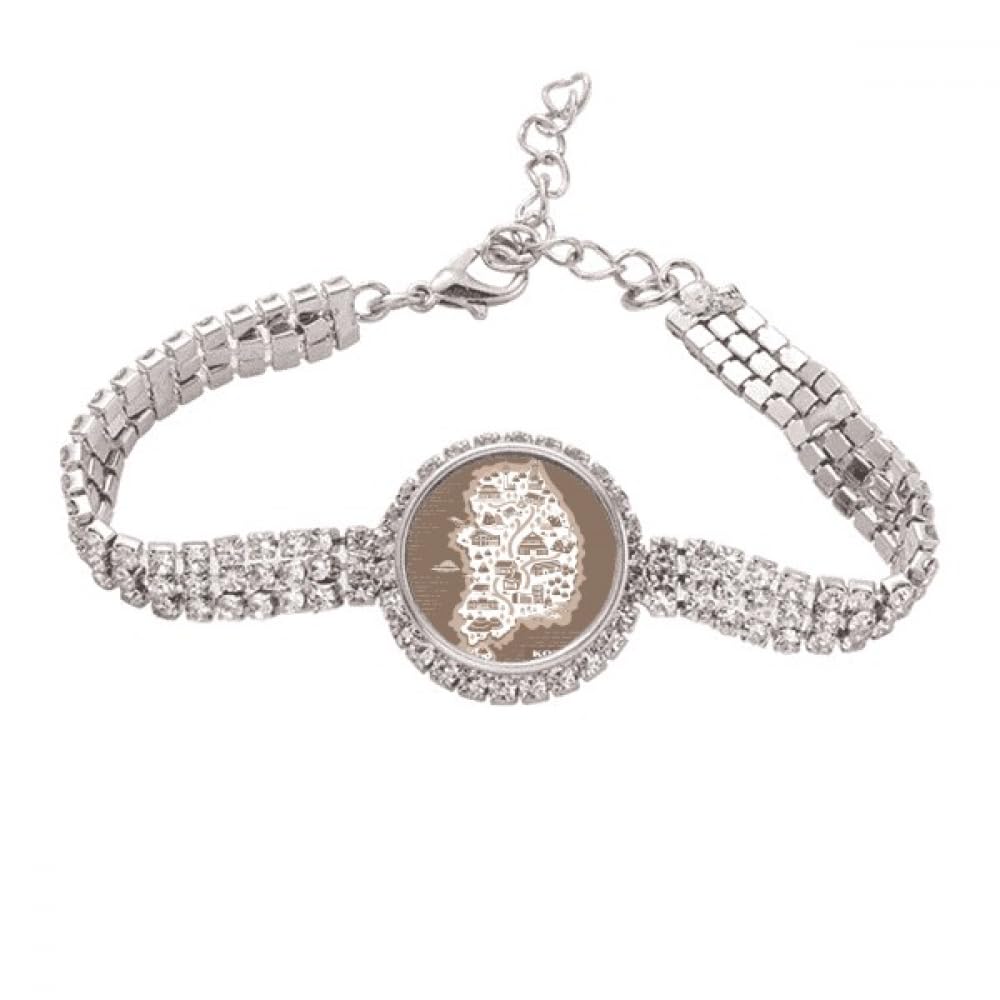 Korean Map Seoul and Busan Tennis Chain Anklet Bracelet Diamond Jewelry