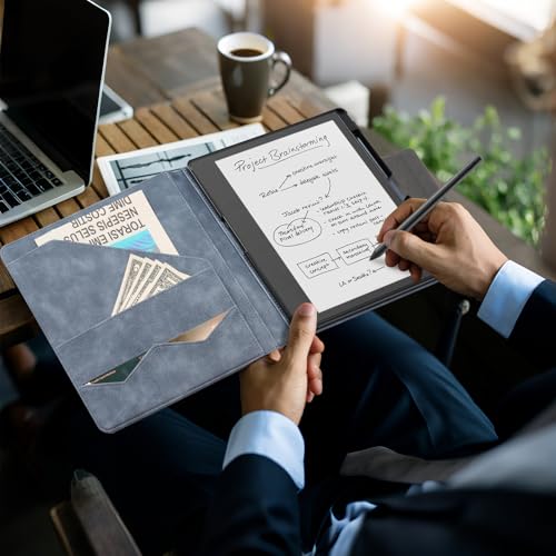 Image of CoBak Premium PU Leather Case for Kindle Scribe 10.2 inch, TouchPad D10, Boox Note Air 3, Folio Cover with Pen Holder, Auto Sleep /Wake, Card Slots & File Folders for Business, Not for Remarkable