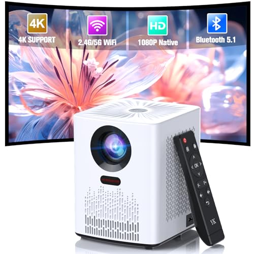 Projector with 5G WiFi and Bluetooth, 4K HD 20000L Portable Movie Projector with Mini Tripod,...