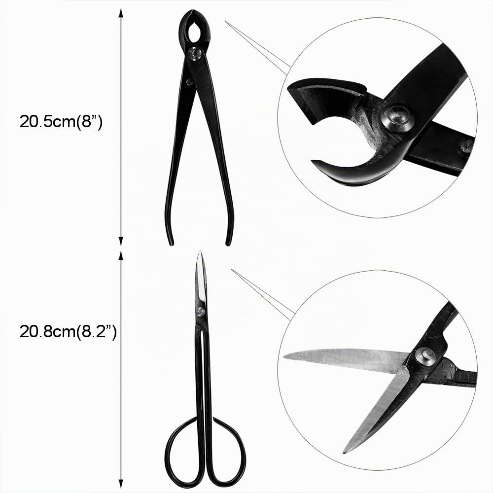 Audeuk - Juego de Herramientas para bonsái, 10 Piezas, con Tijeras, cizalla y cortadores de Acero al Carbono, Alambre para Plantas, Caja de Nailon