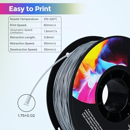 Image of Comgrow TPU Filament 1.75, 3D Printing Filament, Flexible 3D Printer Filament, 95A Soft 3D Printing Filament fit Most 3D Printers Dimensional Accuracy + /- 0.02mm Filament TPU Grey 1kg (2.2lbs)