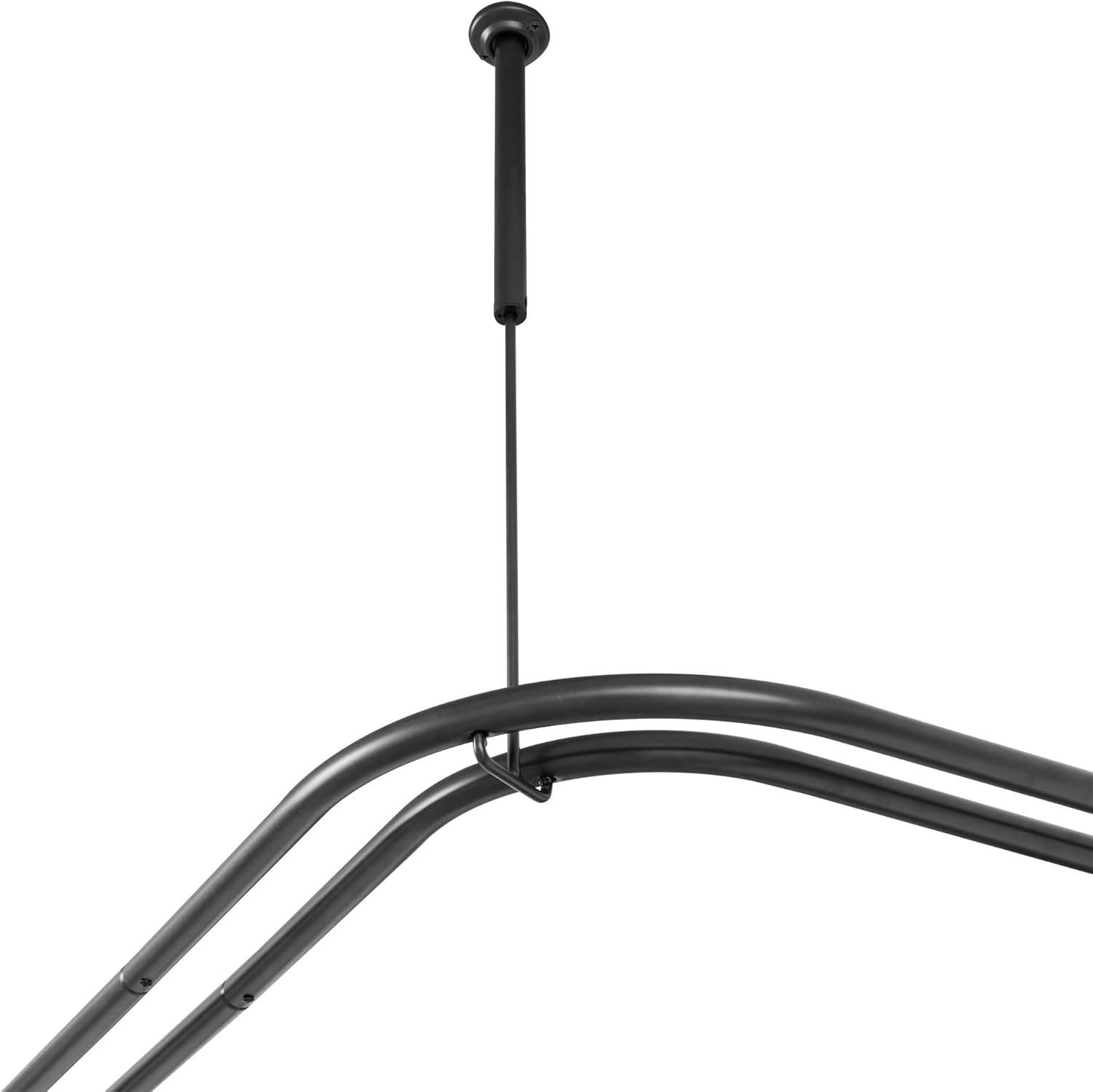 Utopia Alley Rustproof Wall Mounted Aluminum Double L Shaped Shower Curtain Rod 72" L x 31.7" W, with 24 Shower Hooks included & Ceiling Support