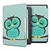 Produktbild kwmobile Hülle kompatibel mit Kobo Glo HD/Touch 2.0 - Kunstleder eReader Schutzhülle Cover Case - Eule Schlaf Türkis Braun Mintgrün