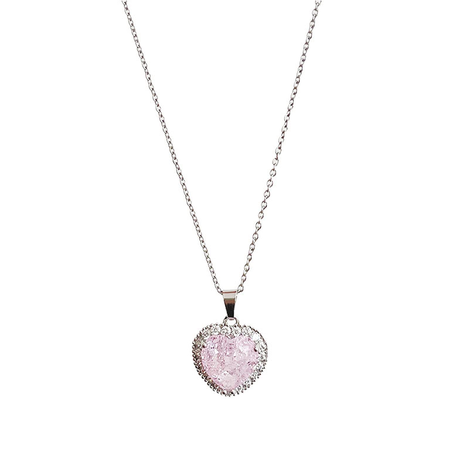 Collier Coeur Zircon MINGDIAN luxe et éclat exceptionnel en chaîne de clavicule