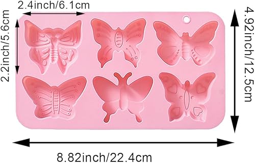 Miniatura 2 de Paquete de 2 moldes de silicona con forma de mariposa, bandeja de molde para hornear con temática de mariposa 3D, herramienta de hornear para pastel