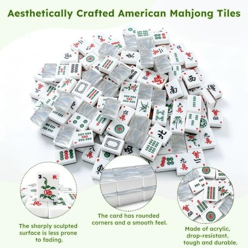 Set de Fichas American Mahjong de Acrílico con Bolsa y Accesorios miniatura 6