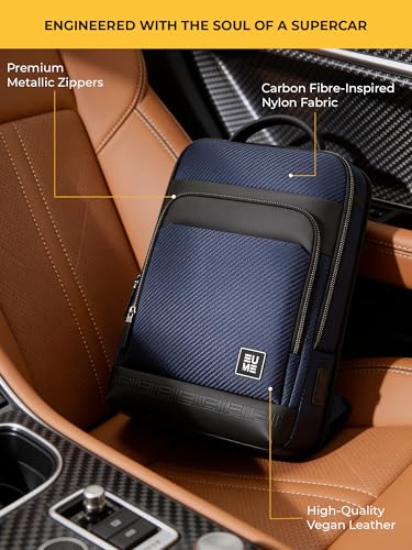 Image of EUME Carbonis 20L Laptop Backpack for Men & Women Office Use| 15.6 Inch Laptop Bag with USB Charging Port, Water Resistant Fabric|Spacious Backpack for Travelling | Vegan Leather