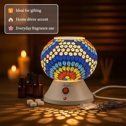 Image of Signamio Hand Made Table Top Camphor Diffuser Burner - Kapoor Dani Electrical Aroma Oil Diffuser Night Lamp - Kapoor Machine for Home & Office DN-1 (Aroma Oils not Included)