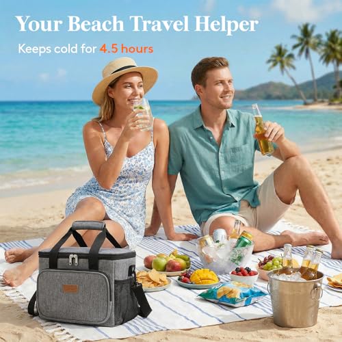 Image of Lifewit Large Lunch Bag, Insulated Lunch Box, Soft Cooler Cooling Tote for Adult Men Women, Gray 24-Can (15L)