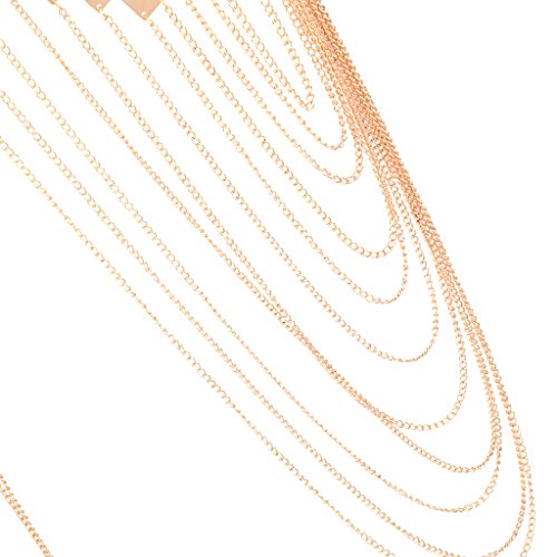 Homyl Sutiã feminino sexy frente única frente única Corrente de corpo Corrente prateada Praia Borla