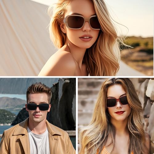 Image of HAOLOTA Fit Over Glasses Sunglasses for Women Men Polarized Classic Rectange Fitover Shades UV Protection Size M