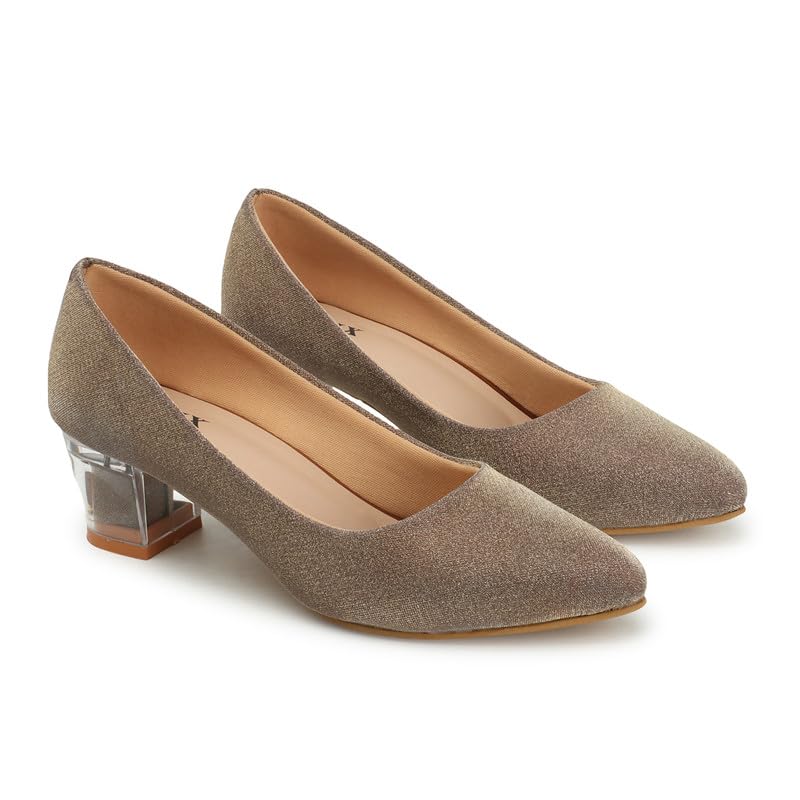 Xnx Footwear Womens Syntheic Casual Fashion Heel Bellies Closed Back Fancy Block Heel Solid Comfortable Sole Women Choice (Color:-Copper, Size:-36) (B0CVWYR5WL) Amazon Price History, Amazon Price Tracker