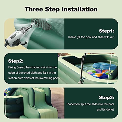 LVLUOKJ Inflatable Swimming Pool with Awning and Water Slide, Summer Large Pools for Family, Children's Paddling Pool Inflatable Water Park Outdoor Backyard Garden Water Party – Bild 7