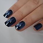 High Shine Punk False Metallic Light Blue Fake Nails Short Acrylic Nail Tips Reflective Mirror Nail Art Manicure Tool