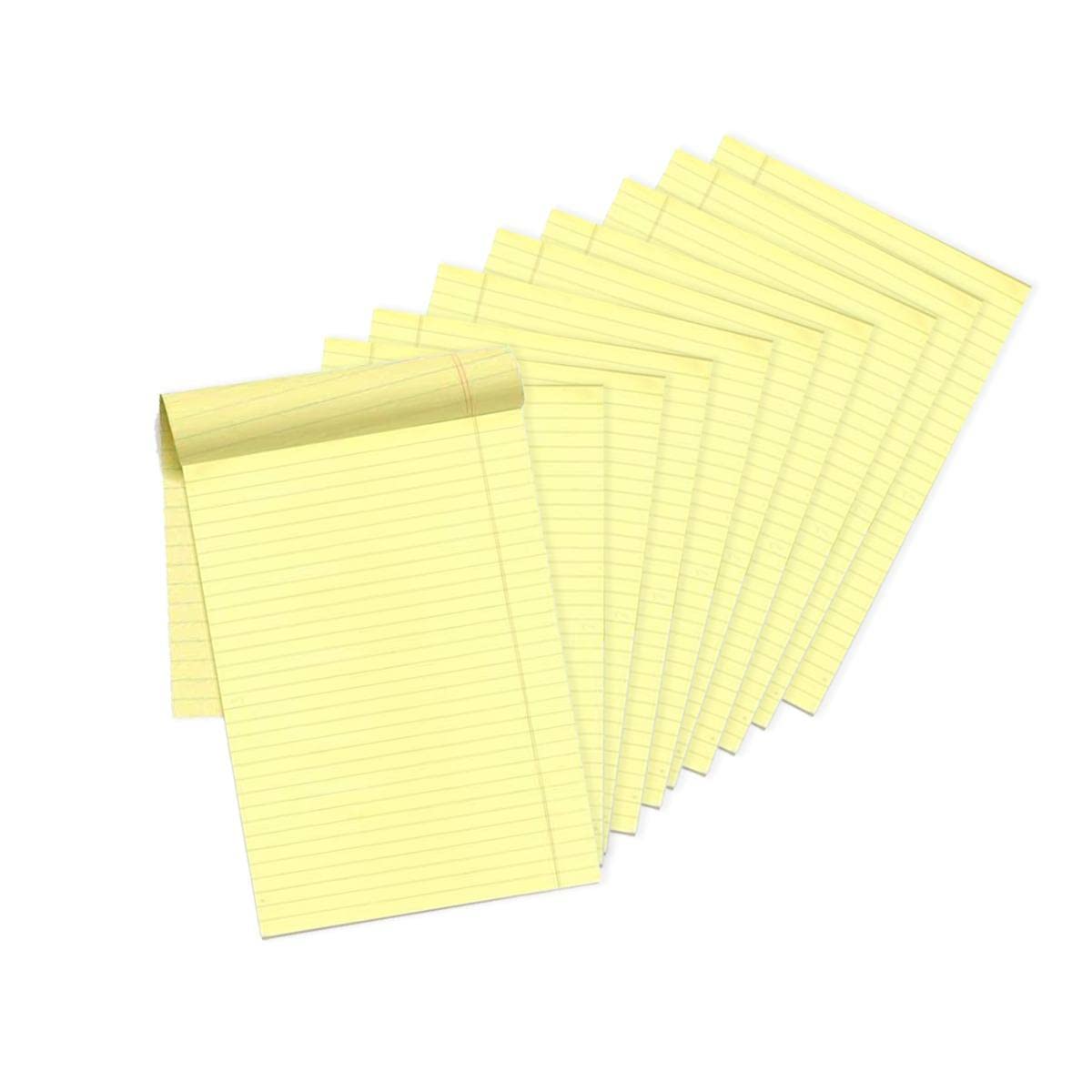 MARKQ Writing Pads Yellow, 10 Pack Single line Legal Notepad, A4 writing Notebook Sheets for School, College, Office Supplies 50 Sheets