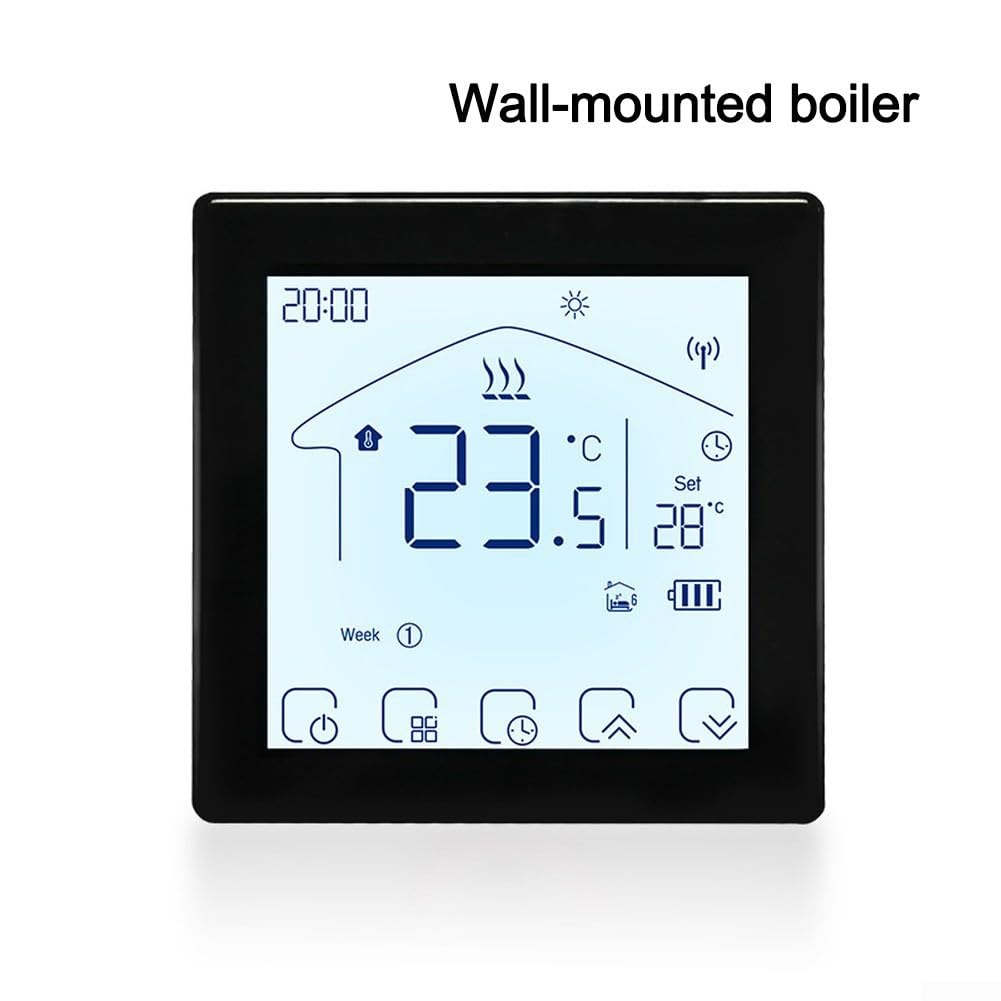 Pannello di controllo della temperatura WiFi intelligente per riscaldamento elettrico a pavimento e caldaie a parete, termostato touch screen con batteria a lunga durata e montaggio flessibile