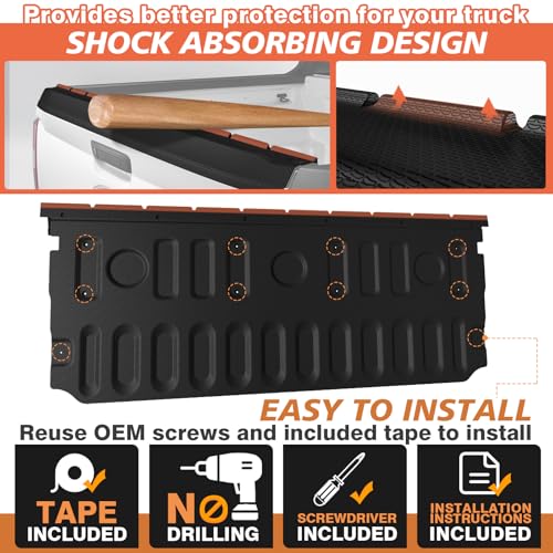 Image of TripleAliners Truck Mat Compatible with 2022-2026 Ford Maverick & Hybrid Model Accessories, Tailgate Mat Custom Fit All Weather Protection Pickup Liner, w /Tailgate Cap Protector