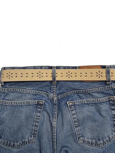 Genuine Suede Leather Belt w. Daisy cut-out design3