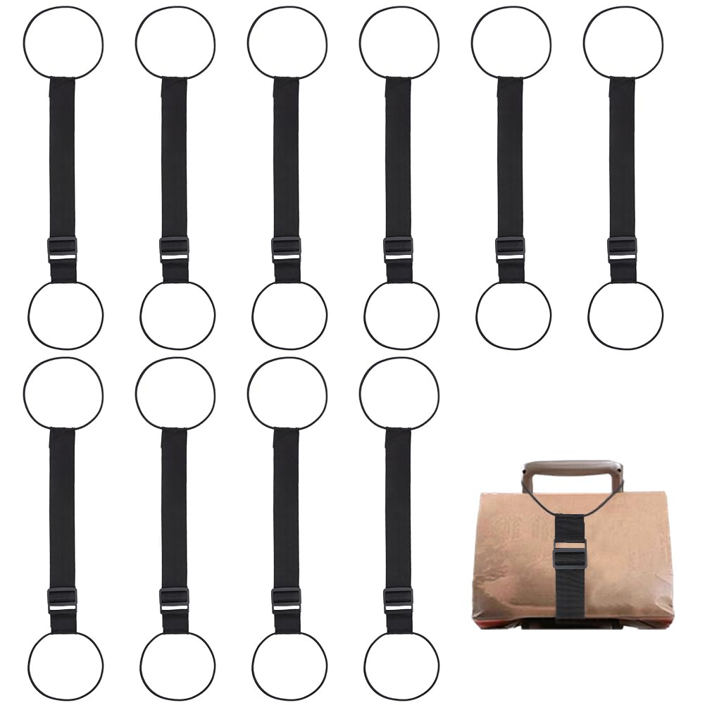 MAYJOYDIY Paquete de 10 correas de conexión de equipaje de 57 a 70 cm, correas de equipaje de viaje con sistema de cierre, cinturón elástico para maleta, para vacaciones, viajes de negocios, gestión
