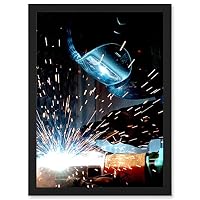 Artery8 Plate Gas Metal Arc Welding Welder Sparks Photo Artwork Framed A3 Wall Art Print