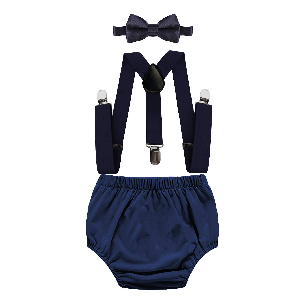 IZKIZF Newborn Baby Boys Cake Smash Outfits 1st 2nd Birthday Photo Props Outfits Diaper Cover Suspenders Bow Tie