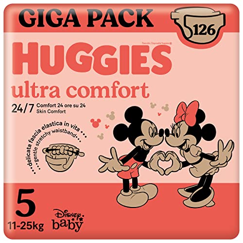 Huggies Little Movers Diapers, Size 5 (11-25 Kg), Ultra Absorbent, Disney Design, Giga Pack, 126 Pcs