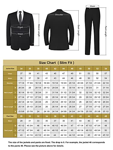 Mens Suit 2 Piece Slim Fit Wool Blend Business Casual Jacket Blazer and Pants Set2