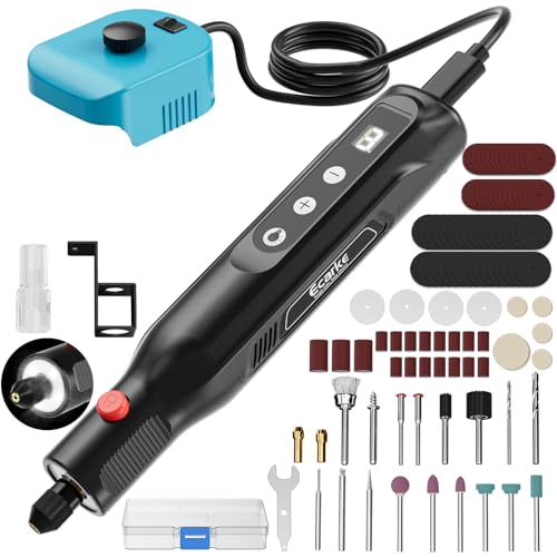 Ecarke Cordless Rotary Tool Kit Compatible with Makita 18V Battery 25000RPM 5-Speed & 108 Accessories Dog Nail Grinder with LED Light for DIY Crafts Sanding Engraving Polishing(Tool Only)