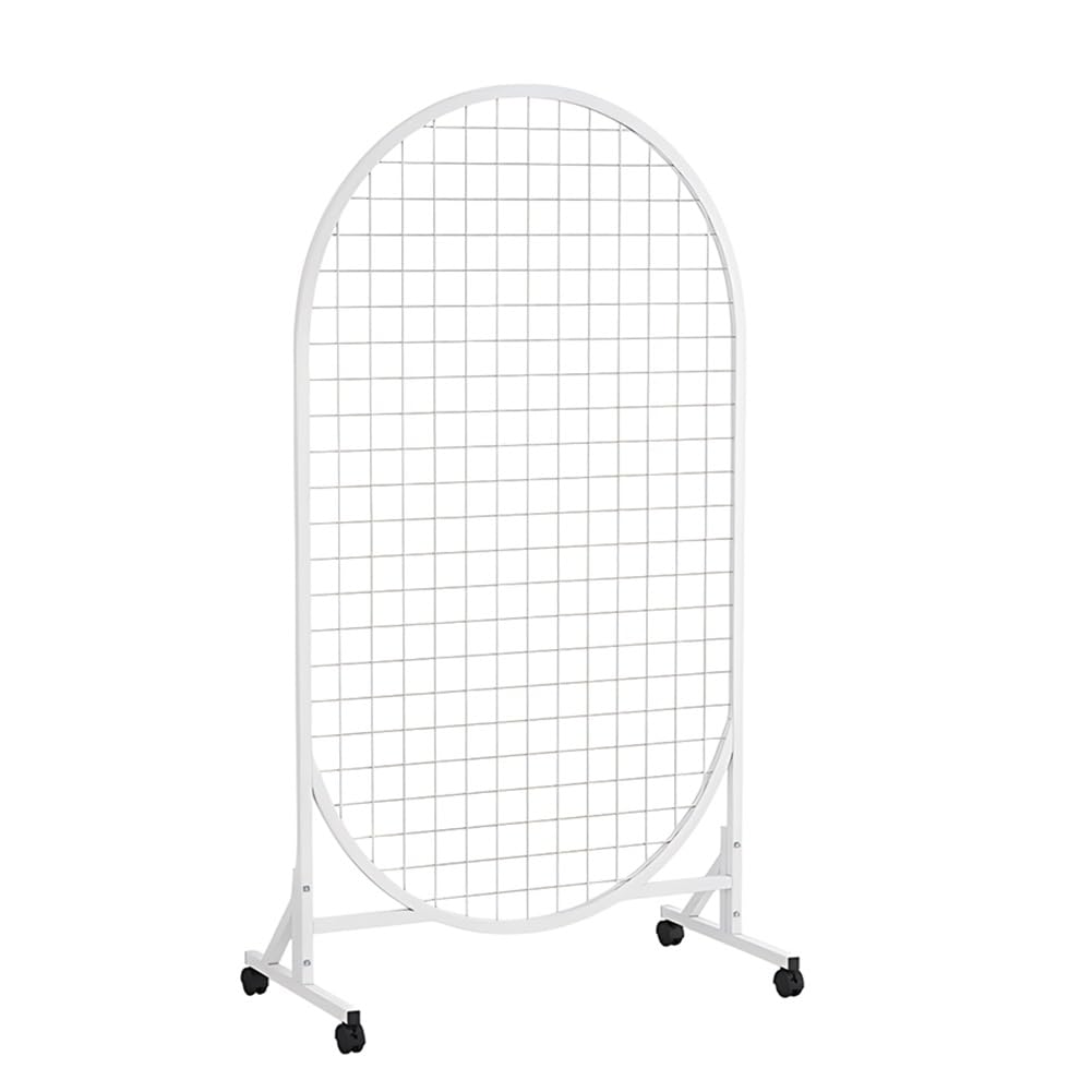 Zfmnoyev Floor Standing Grid Wall Panel, Movable Art Show Display Rack with Wheel, Gridwall Panels Tower with Triangles-Base, for Retail Home Trade Shows Office(White,80x150cm)