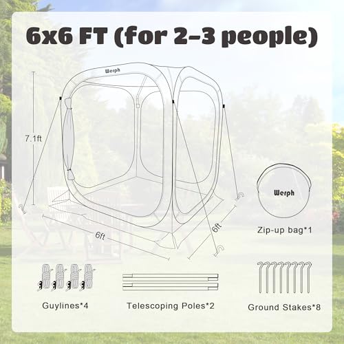 Werph ST006G Screen Tent Camping Canopy 6X6, Screen Room With Mosquito Tent,Pop Up Screen Tent Canopy thumb #2