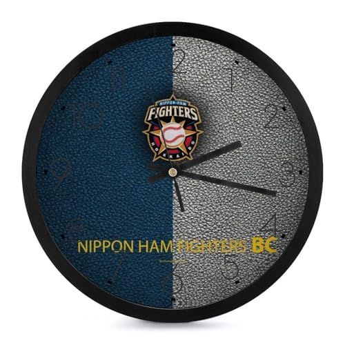北海道日本ハムファイターズ 掛け時計 壁掛け時計 円形 静音 電池式 アラビア数字 オフィス/寝室/リビング