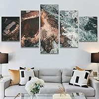 SIGNWIN 5 Panel Canvas Wall Art Modern Art Beach Coastal Multicolor Photography Relax/Calm Romantics for Home Decorations Ready to Hang - 60