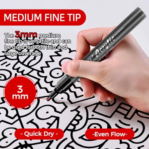 Image of SFAIH Black Paint Markers Pens - 4 Pack 2-3MM Medium Tip Acrylic Markers for Rock Painting, Bold Lettering, Poster Making, Labeling, Wood Signs