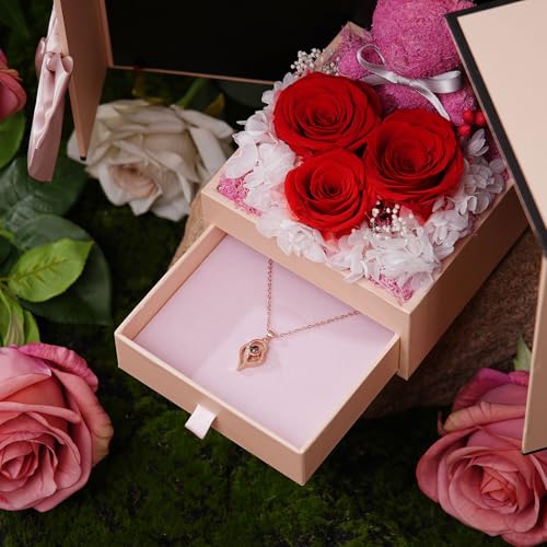 ADDWel Preserved Rose Gifts for Her- Unique Forever Preserved Real Rose with I Love You Necklace 100 Languages, Eternal Rose Gifts for Women Mom Girlfriend Wife Sister on Birthday or Anniversary - Image 5